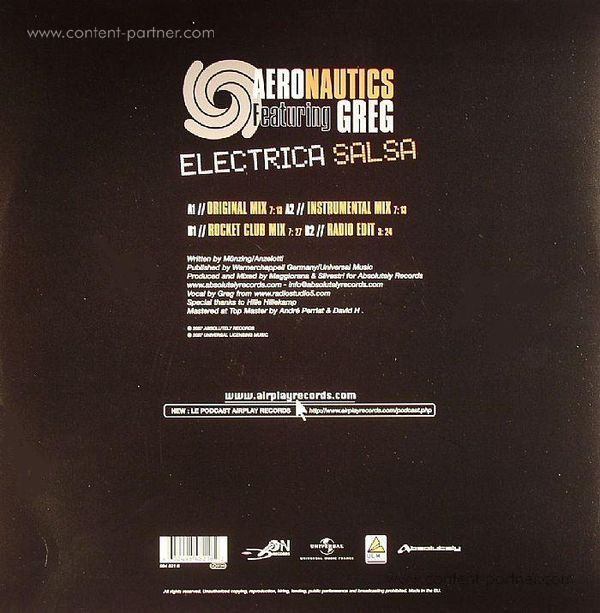 Aeronautics - Electric Salsa (re-issue) (Back)