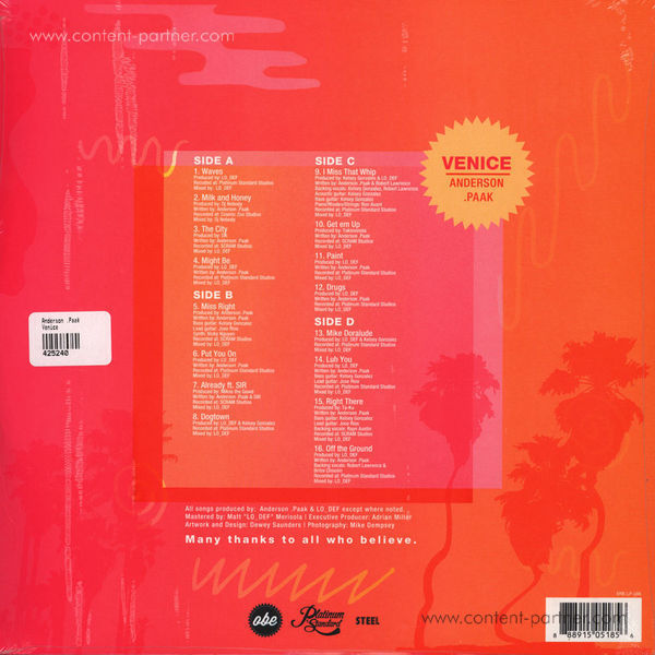 Anderson .Paak - Venice (2LP Reissue) (Back)