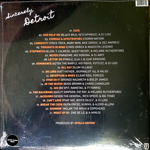 Apollo Brown - Sincerly, Detroit (Ltd. Ultra Clear 2LP Repress) (Back)
