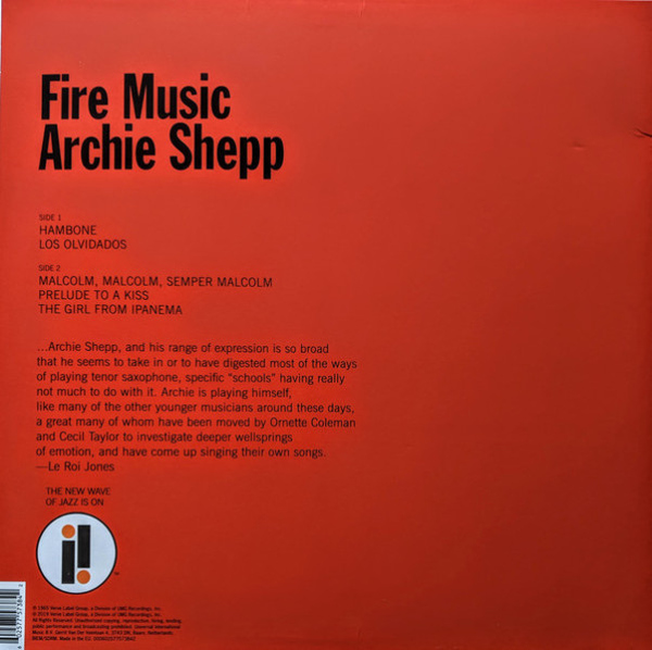 Archie Shepp - Fire Music (LP Reissue) (Back)