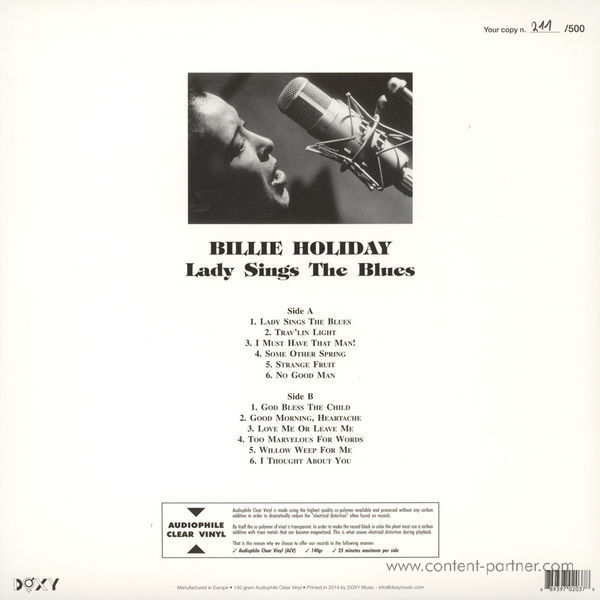 Billie Holiday - Lady Sings The Blues (Verve 60 Edition 180g LP) (Back)