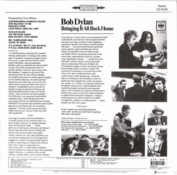Bob Dylan - Bringing It All Back Home (Back)