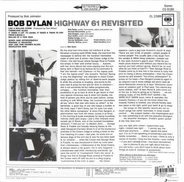 Bob Dylan - Highway 61 Revisited (Back)