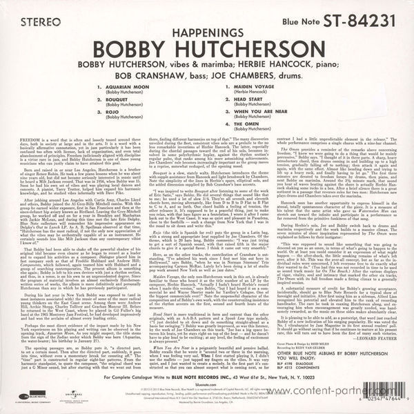 Bobby Hutcherson - Happenings (Rem. + DL Code) (Back)