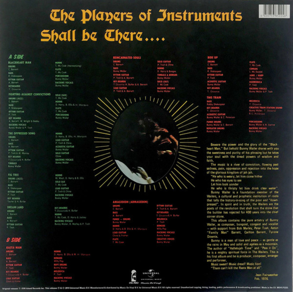 Bunny Wailer - Blackheart Man (180g Vinyl LP Reissue) (Back)