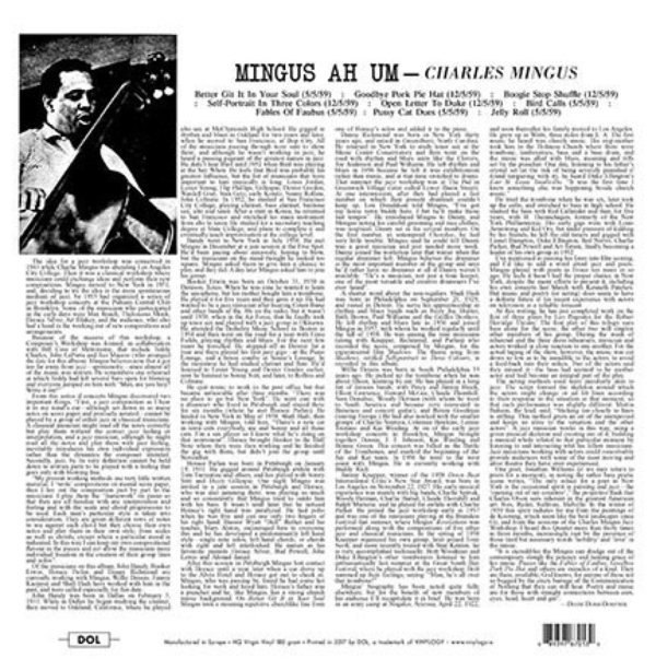 CHARLES MINGUS - Mingus Ah Um (Blue Vinyl) (Back)