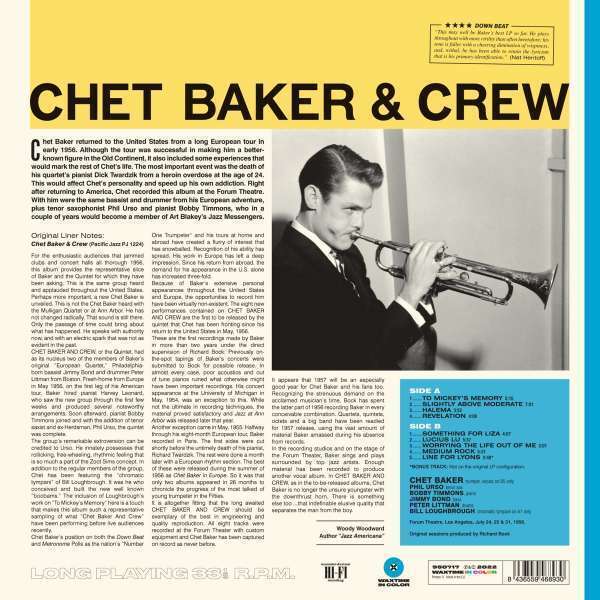 CHET BAKER - CHET BAKER & CREW (Back)