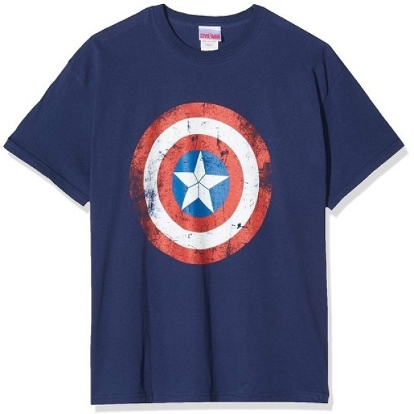 Captain America - Shield Distressed (dunkelblau, Size M)