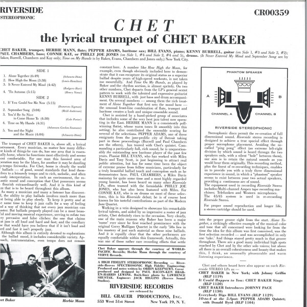 Chet Baker - Chet (180g Reissue) (Back)