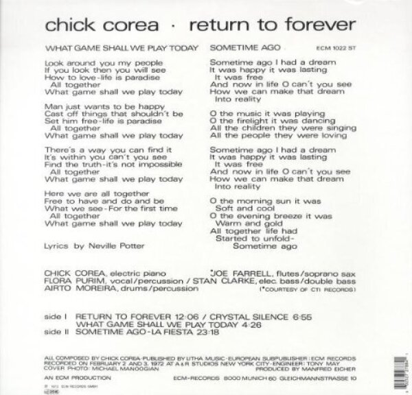 Chick Corea - Return To Forever (Back)