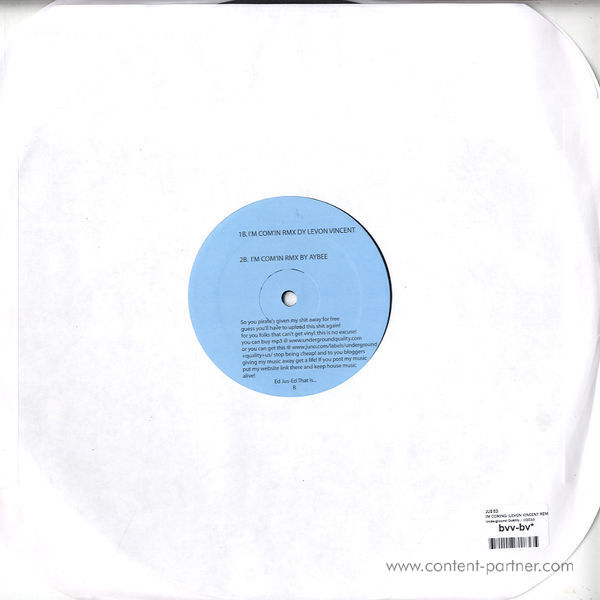 DJ Jus-Ed - I'm Comin w/ Levon Vincent Rmx (Repress) (Back)