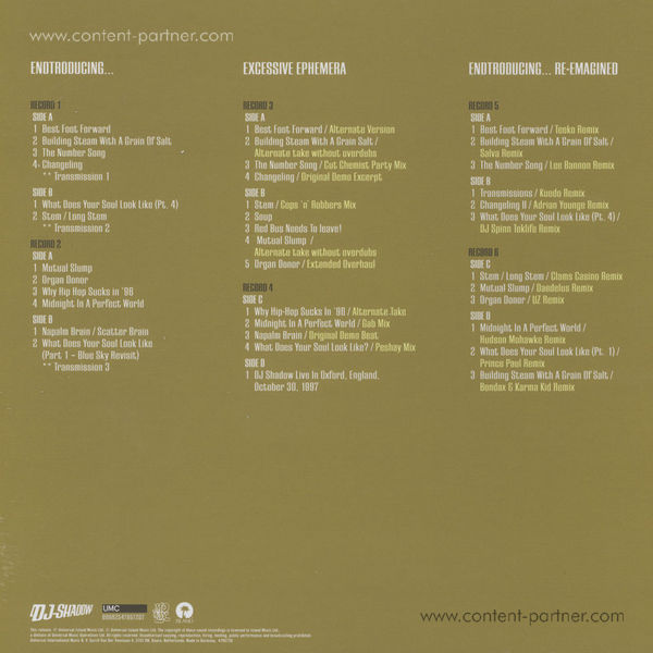 DJ Shadow - Endtroducing (20th Ann. 6LP Edition) (Back)