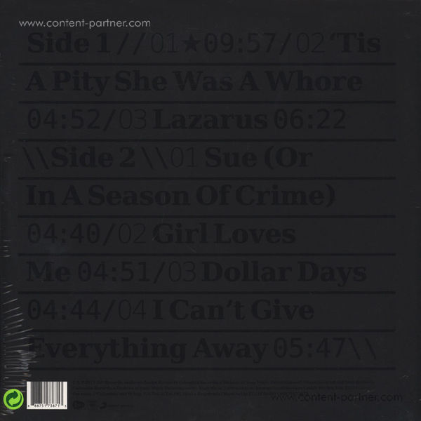David Bowie - Blackstar (180g + DL) (Back)