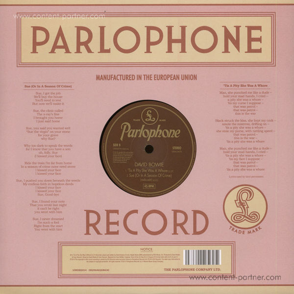 David Bowie - Sue (Or In A Season Of Crime) (Back)