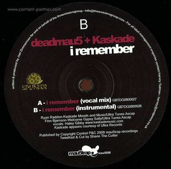 Deadmau5 & Kaskade - I Remember (Back)