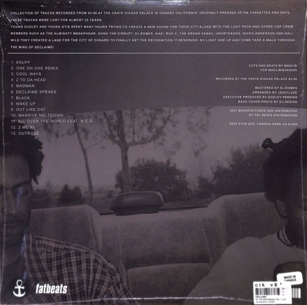 Declaime - In The Beginning Vol. 1 (LP) (Back)