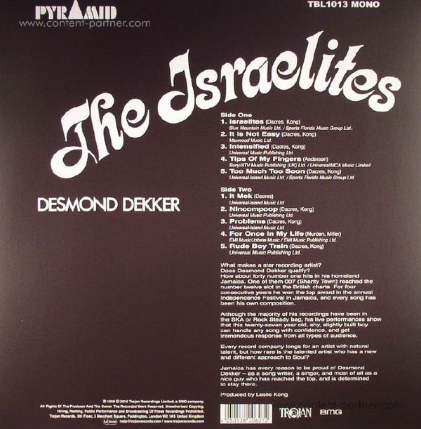Desmond Dekker & The Aces - The Israelites (180g) (Back)