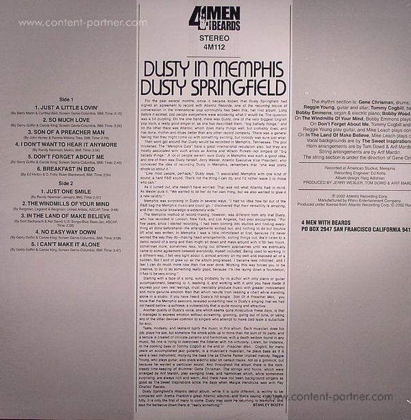Dusty Springfield - Dusty In Memphis (LP) (Back)