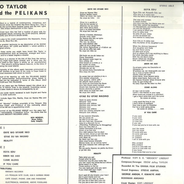 Ebo Taylor And The Pelikans - Ebo Taylor And The Pelikans (Reissue) (Back)