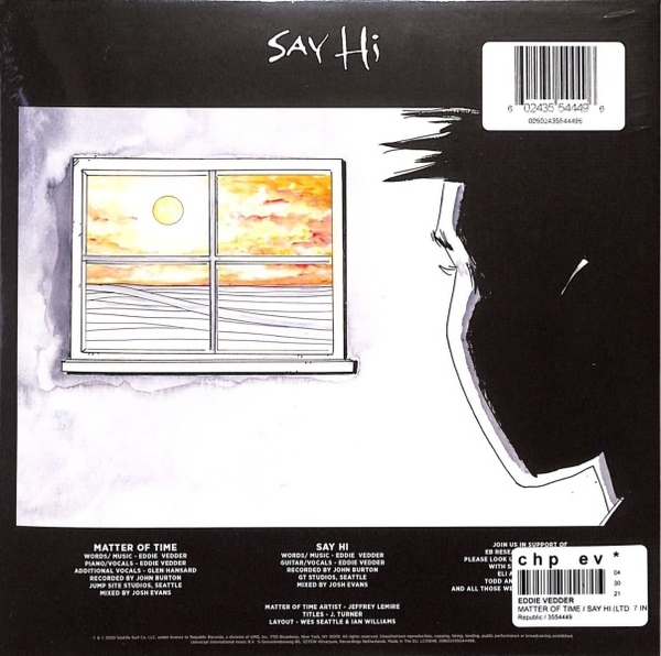 Eddie Vedder - Matter of Time / Say Hi (Ltd. Ed. 7" Vinyl) (Back)