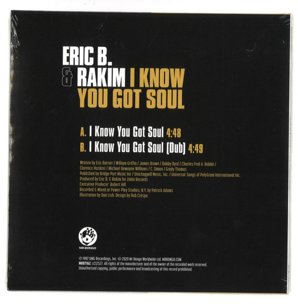 Eric B. & Rakim - I Know You Got Soul (7") (Back)