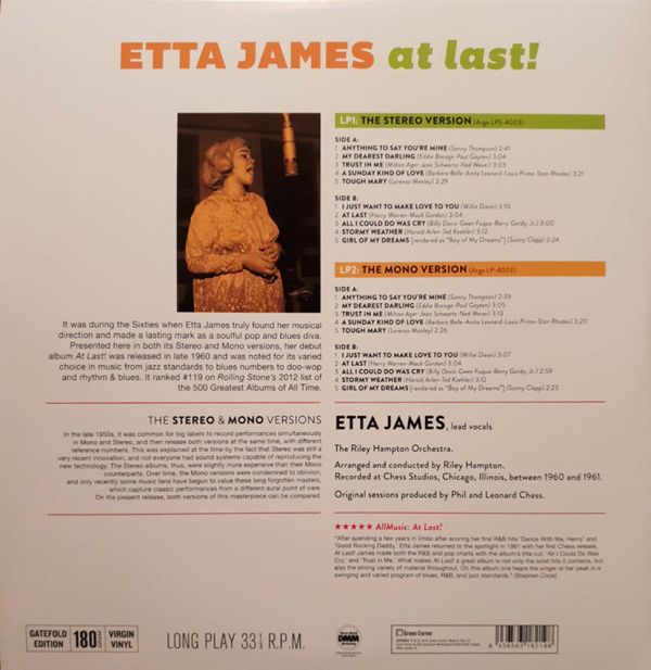 Etta James - At Last! (The Stereo & Mono Versions 2LP) (Back)