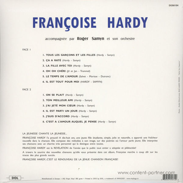 Francoise Hardy - Francoise Hardy (Ltd. numb. Ed. LP, clear vinyl) (Back)