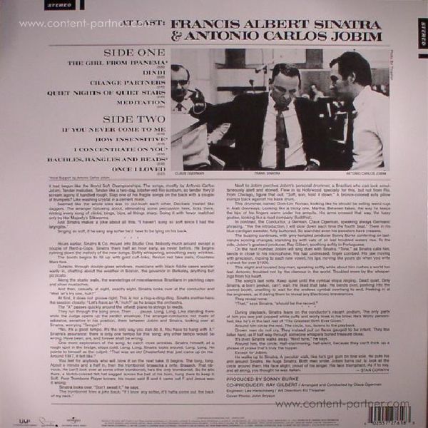 Frank Sinatra / Antonio Carlos Jobim - Francis Albert Sinatra & Antonio Carlos Jobim (LP) (Back)