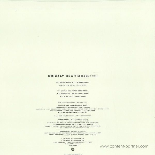 Grizzly Bear - Shields: B-Sides (LP+MP3/180g) (Back)