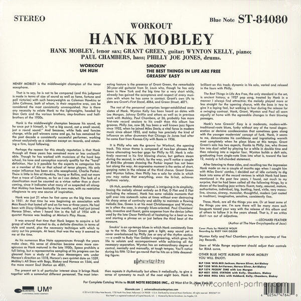 Hank Mobley - Workout (Rem. + DL-Code) (Back)
