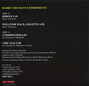 Harry Thumann - Experiments (remastered) (limited 12
