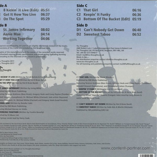 Hot 8 Brass Band - On The Spot (2LP+MP3) (Back)