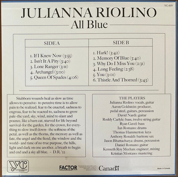 JULIANNA RIOLINO - ALL BLUE (Back)
