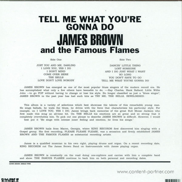James Brown - Tell Me What You're Gonna Do (Reissue) (Back)