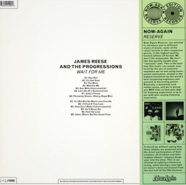 James Reese and The Progressions - Wait For Me (The Complete Works 1967-1972) (Back)