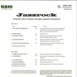 John Cameron - Jazzrock (KPM Reissue 2019, 180g) (Back)