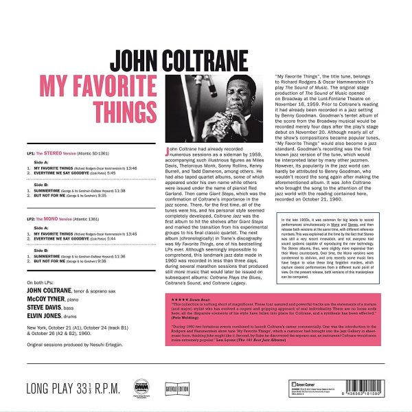 John Coltrane - My Favorite Things (Stereo & Mono Recordings 2LP) (Back)