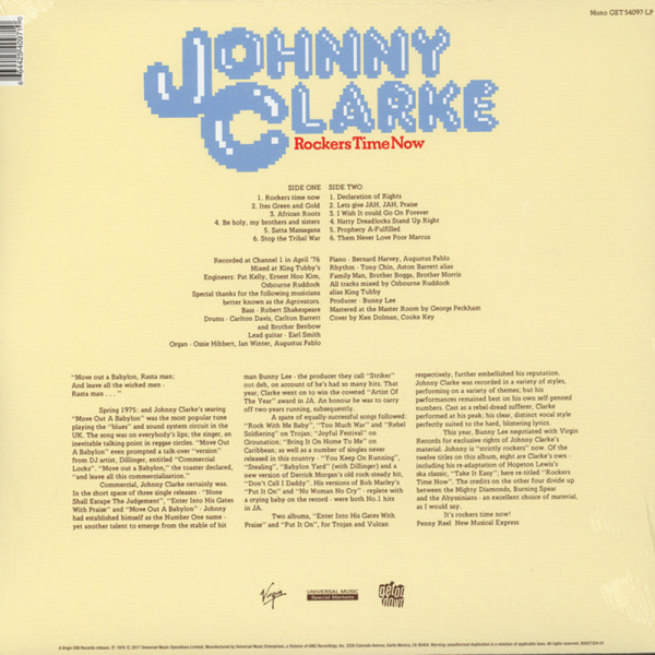 Johnny Clarke - Rockers Time Now (LP) (Back)