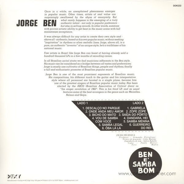 Jorge Ben - Ben É Samba Bom (180g LP+CD) (Back)