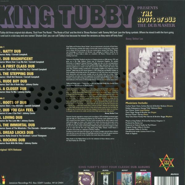 KING TUBBY - THE ROOTS OF DUB LP (Back)