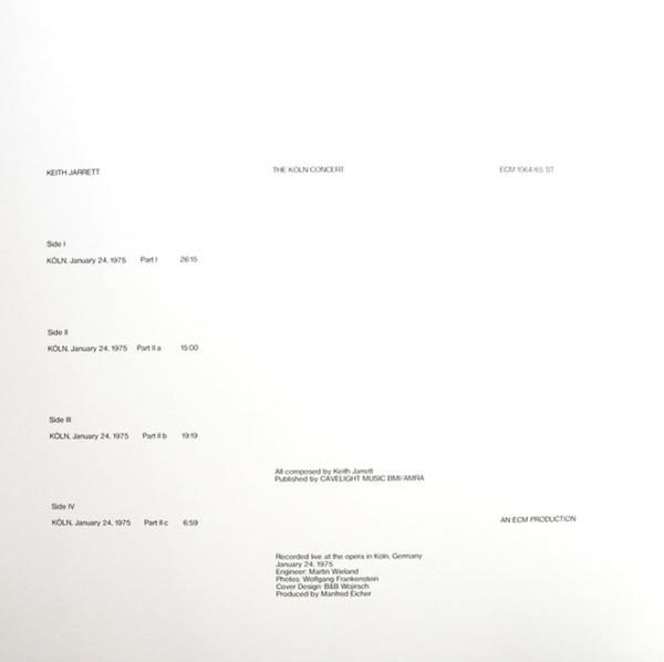 Keith Jarrett - The Köln Concert (2LP) (Back)