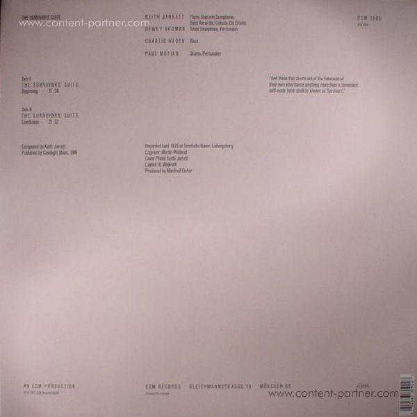Keith Jarrett - The Survivors' Suite (LP) (Back)