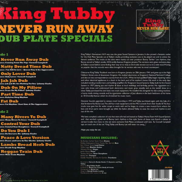 King Tubby - Never Run Away-Dub Plate Specials (Back)