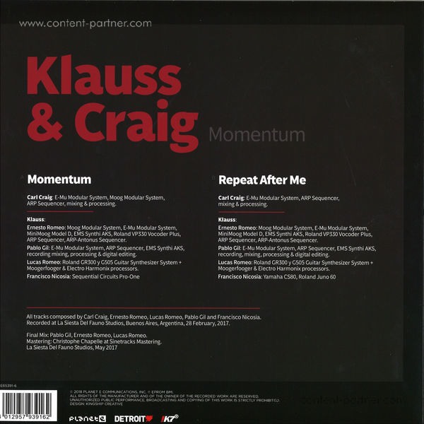 Klauss & Craig - Momentum (Back)