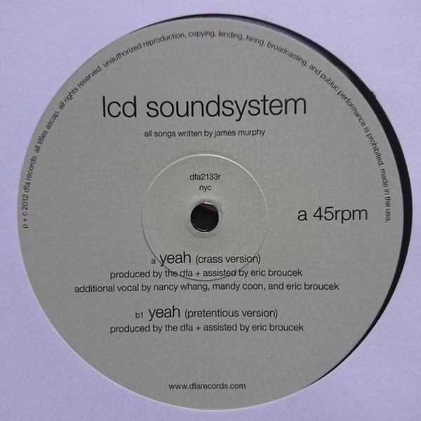 LCD Soundsystem - Yeah (12" Repress 2019) (Back)