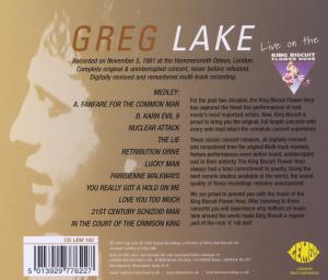 Lake,Greg - Live On The King Biscuit Flower Hour (Back)