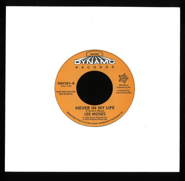 Lee Moses - Pouring Water on a Drowning Man / Never in My Life (Back)