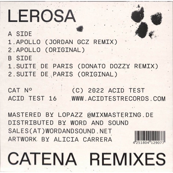 Lerosa - Catena Remixes (Jordan GCZ & Donato Dozzy Remixes) (Back)
