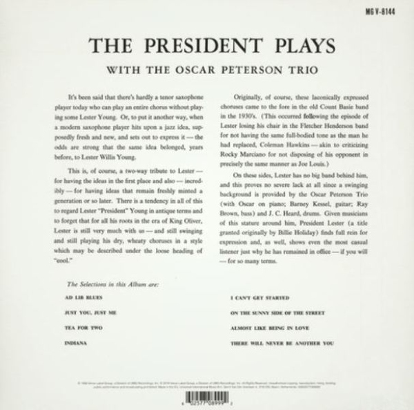 Lester Young/Oscar Peterson - The President Plays With The Oscar P. Trio (Reissu (Back)