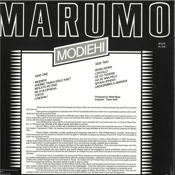 MARUMO - Modiehi (LP) (Back)